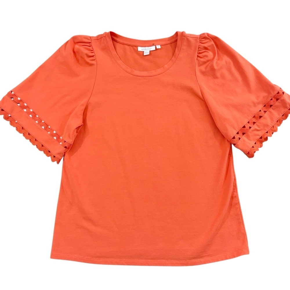 Chicos Ric Rac Sleeve Top 0 Small